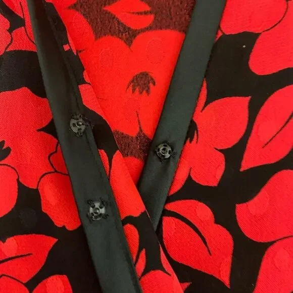 Vintage ALBERT NIPON - Unique Floral Faux Wrap Dress - size 6 - Picture 4 of 8